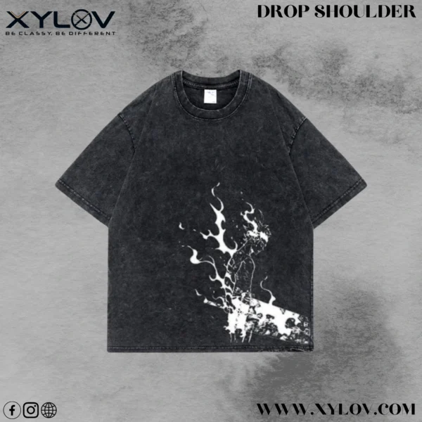 Acid Washed Drop Shoulder T-Shirt
