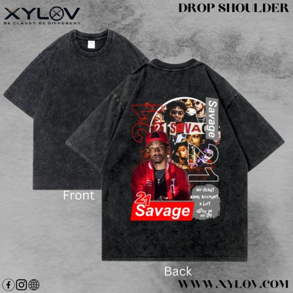Acid Washed Drop Shoulder T-Shirt