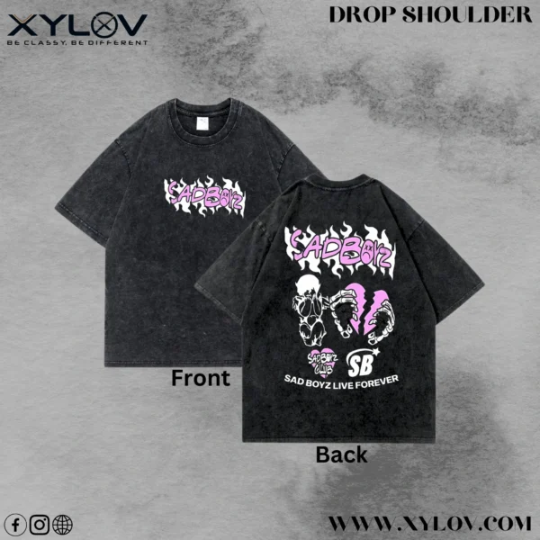 Acid Washed Drop Shoulder T-Shirt